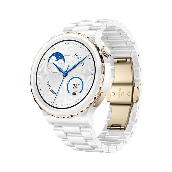 Montre connectée Huawei Watch GT 3 PRO Elegant Céramique Blanc - GPS - 43 mm