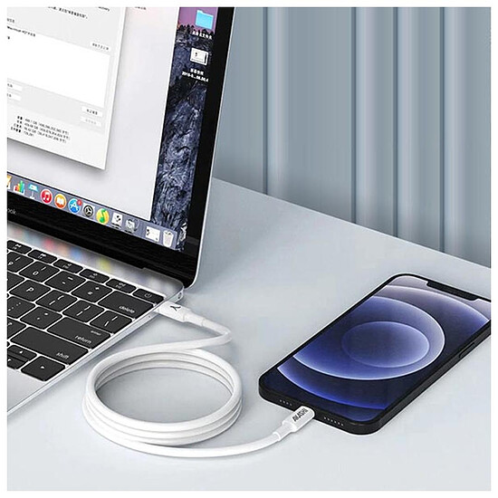 Câble USB Akashi Câble Eco USB-C vers Lightning Blanc - 1 m - Autre vue