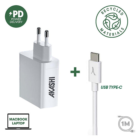 Chargeur Akashi Chargeur Secteur 130W - USB-C + USB-A (Macbook, PC, Laptop ...) - Autre vue