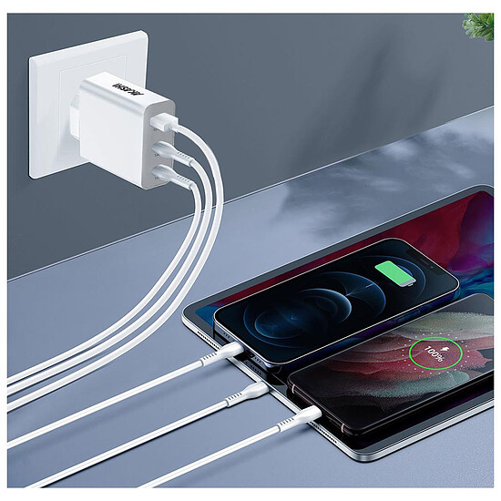 Chargeur Akashi Chargeur Secteur 130W - USB-C + USB-A (Macbook, PC, Laptop ...) - Autre vue