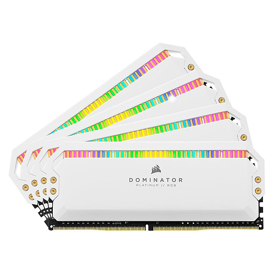 Mémoire Corsair Dominator Platinum RGB White - 4 x 16 Go (64 Go) - DDR4 3200 MHz - CL16