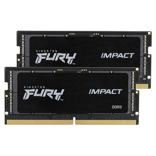 Kingston Fury Impact SO-DIMM - 2 x 32 Go (64 Go) - DDR5 4800 MHz - CL38 -  Mémoire Kingston sur