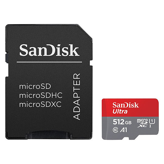 Carte mémoire SanDisk Ultra microSD UHS-I U1 512 Go 150 Mo/s + Adaptateur SD