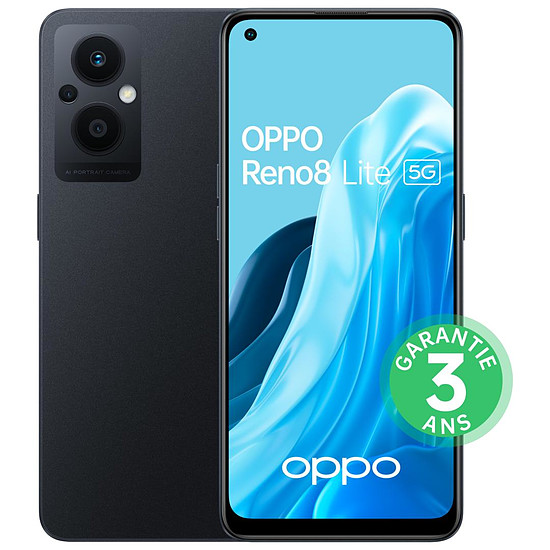Smartphone et téléphone mobile Oppo Reno 8 Lite 5G Noir - 128 Go - 8 Go