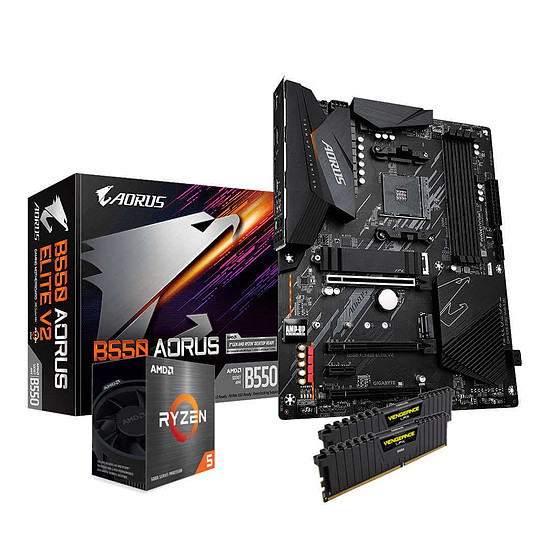 Kit upgrade PC AMD Ryzen 5 5600 - Gigabyte B550 - RAM 16 Go