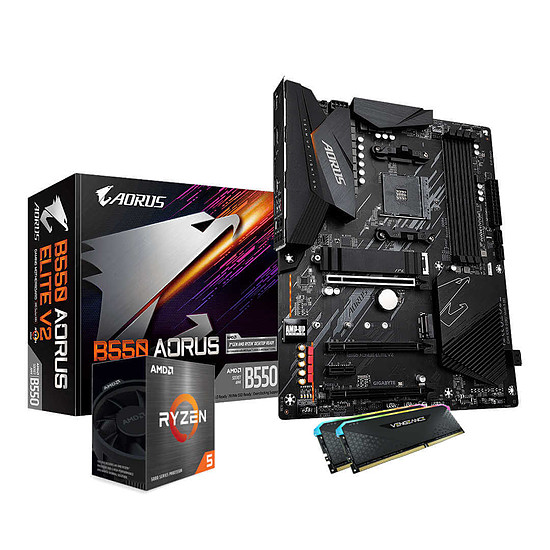 Kit upgrade PC AMD Ryzen 5 5500 - Gigabyte B550 - RAM 16 Go