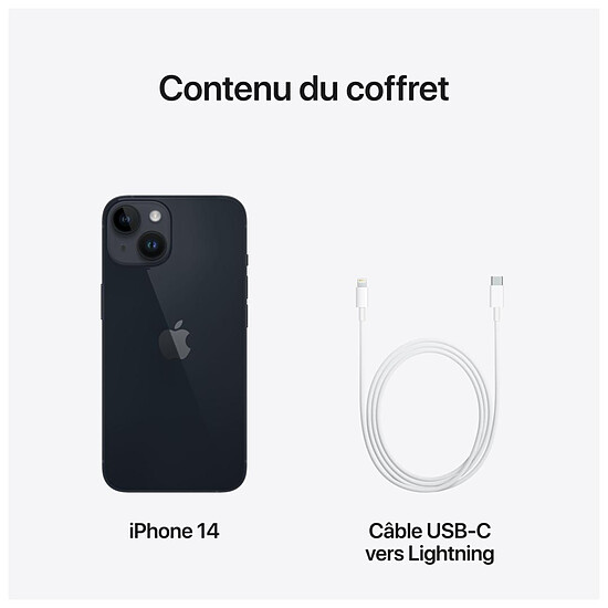 Smartphone reconditionné Apple iPhone 14 Minuit - 256 Go · Reconditionné - Autre vue