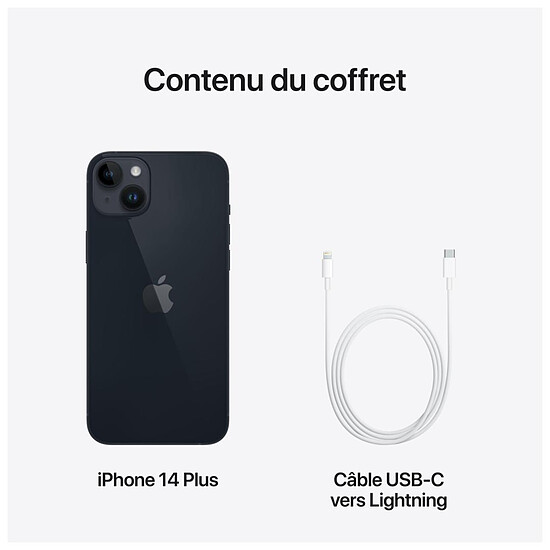 Smartphone reconditionné Apple iPhone 14 Plus Minuit - 256 Go · Reconditionné - Autre vue