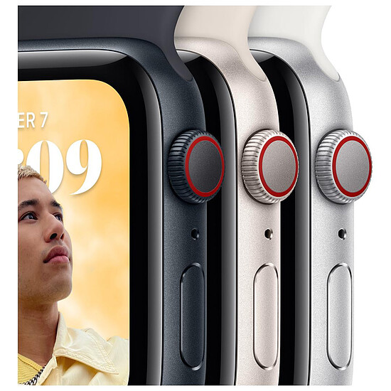 Montre connectée Apple Watch SE GPS + Cellular (2022) (Silver Aluminium - Bracelet Sport White) - Cellular - 40 mm - Autre vue