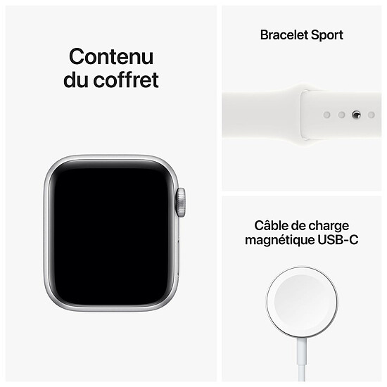 Montre connectée Apple Watch SE GPS + Cellular (2022) (Silver Aluminium - Bracelet Sport White) - Cellular - 40 mm - Autre vue