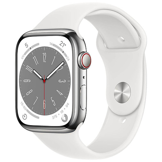 Montre connectée Apple Watch Series 8 GPS + Cellular - Acier Inoxydable Silver - Sport Band - 41 mm 
