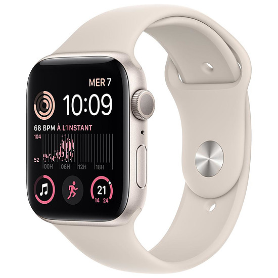Montre connectée Apple Watch SE GPS (2022) (Starlight Aluminium - Bracelet Sport Starlight) - 44 mm
