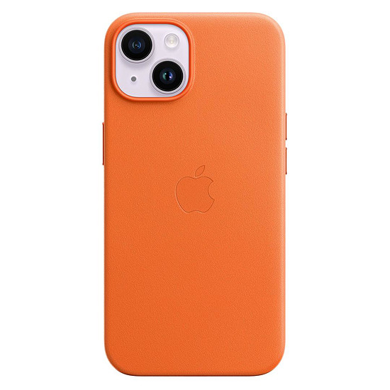 Coque et housse Apple Coque en cuir avec MagSafe pour iPhone 14 - Orange 
