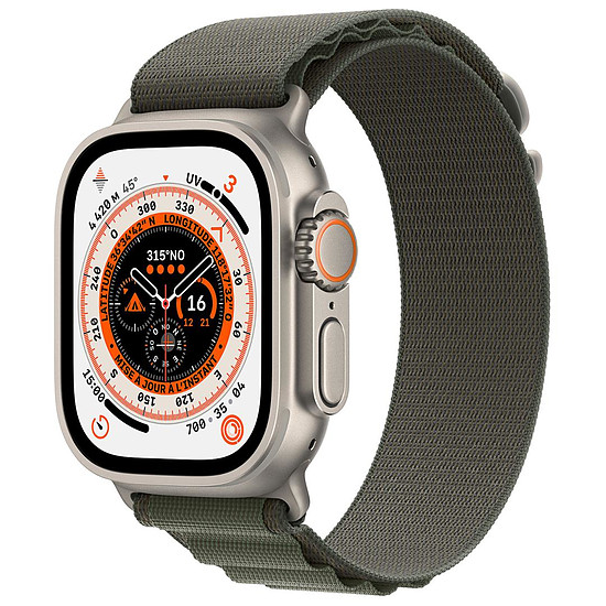 Montre connectée Apple Watch Ultra GPS + Cellular Titanium - Green Alpine Loop - 49 mm - L