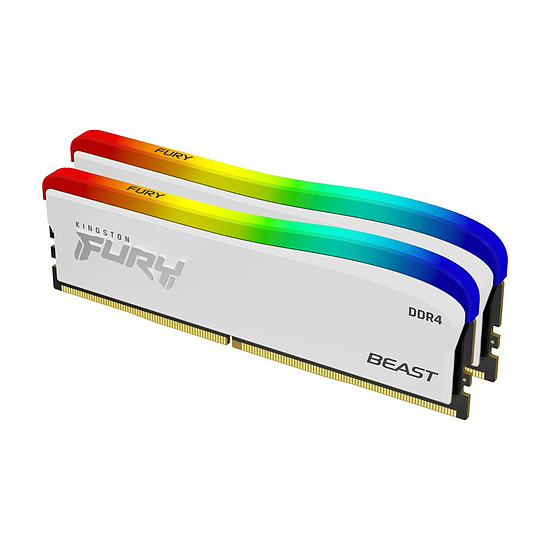 Mémoire Kingston Fury Beast White RGB SE - 2 x 8 Go (16 Go) - DDR4 3200 MHz - CL16