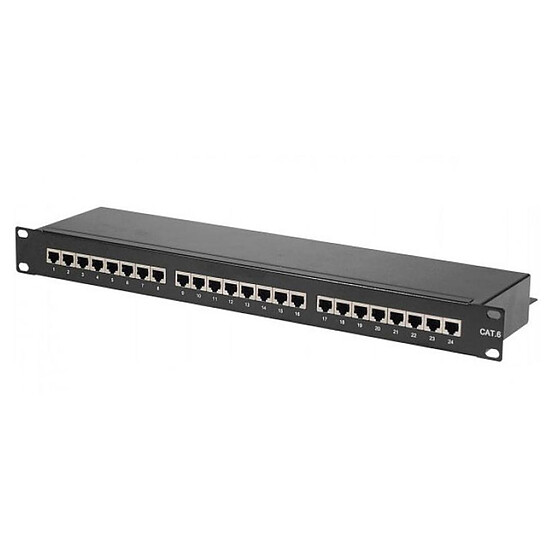 Câble RJ45 Panneau de brassage 24 ports catégorie 6 STP pour coffret / armoire / baie 19'' - Autre vue