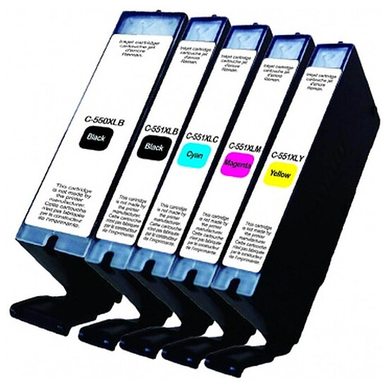 Cartouche d'encre Pack de 5 cartouches C-551XL 2BK/C/M/Y