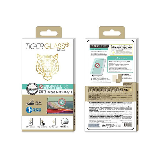 Protection d'écran Tiger Glass Plus Verre Trempé 9H+ - Apple iPhone 13 / 13 Pro / 14 - Autre vue