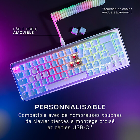 Clavier PC Roccat Vulcan II Mini Linear - Roccat Titan II Optical Red - Blanc - Autre vue