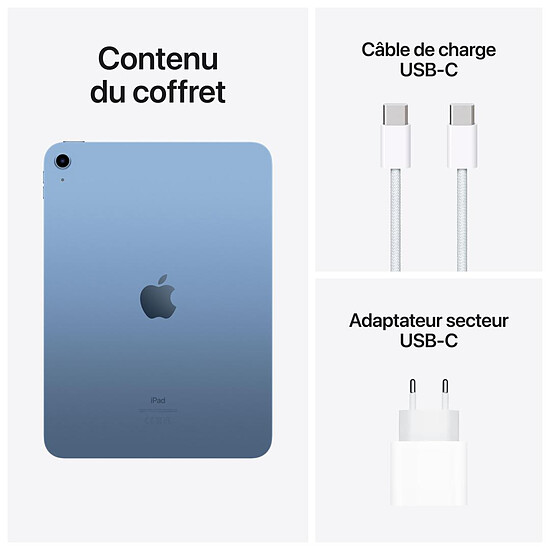 Tablette reconditionnée Apple iPad Wi-Fi 10.9 - 64 Go - Bleu (10 ème génération) · Reconditionné - Autre vue