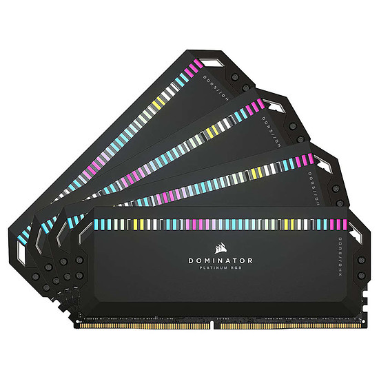 Mémoire Corsair Dominator Platinum RGB Black - 4 x 16 Go (64 Go) - DDR5 5600 MHz - CL36