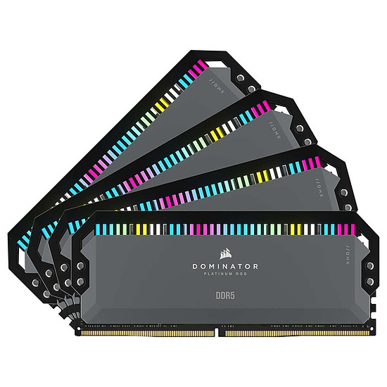 Mémoire Corsair Dominator Platinum RGB Black - 4 x 16 Go (64 Go) - DDR5 5600 MHz - CL36 - Ryzen Edition
