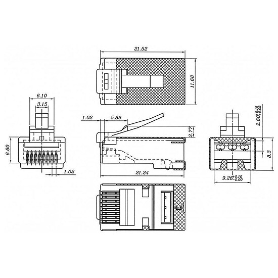 Accessoires RJ45 Goobay Connecteurs RJ45 catégorie 6A STP (par 10) - Autre vue