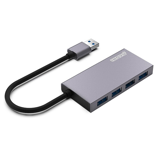 Hub USB INOVU Hub USB-A/C 3.0 vers 4x USB-A 3.0 (avec alimentation externe) - Autre vue