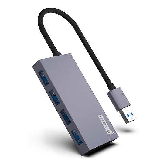 Hub USB INOVU Hub USB-A/C 3.0 vers 4x USB-A 3.0 (avec alimentation externe) - Autre vue