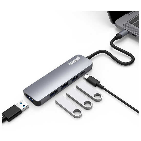Hub USB INOVU Hub USB-C 3.0 vers 4x USB-A 3.0 - Autre vue