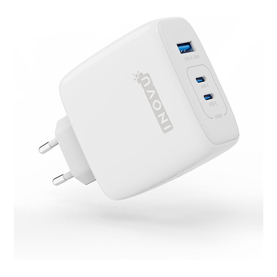 Chargeur INOVU Chargeur Secteur 100W  3 en 1 (USB-A + 2 x USB-C) Power Delivery, GaN - Autre vue