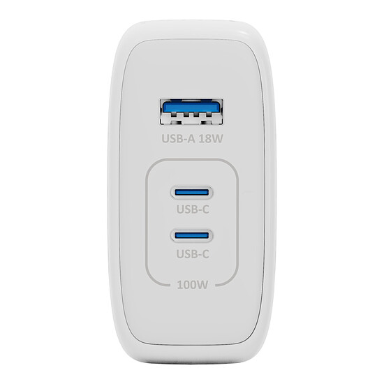 Chargeur INOVU Chargeur Secteur 100W  3 en 1 (USB-A + 2 x USB-C) Power Delivery, GaN - Autre vue