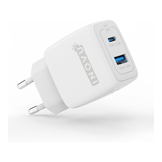 Chargeur INOVU Chargeur Secteur 25W  2 en 1 (USB-A + 1 x USB-C) Power Delivery - Autre vue