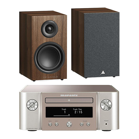 Mini-chaine Marantz Melody X M-CR612 Argent/Or + Triangle Elara LN01 Châtaignier - Autre vue