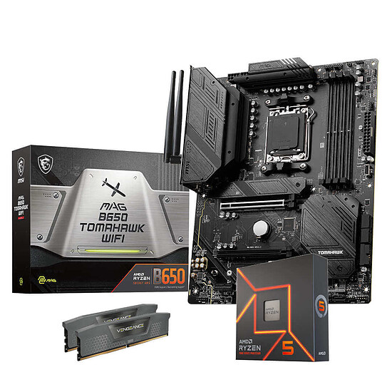 Kit upgrade PC AMD Ryzen 5 7600X - MSI MAG B650 TOMAHAWK WIFI - RAM 32 Go