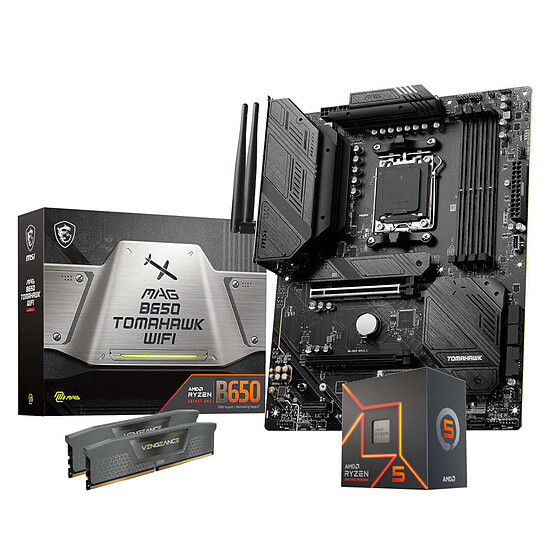 Kit upgrade PC AMD Ryzen 5 7600 - MSI MAG B650 TOMAHAWK WIFI - RAM 32 Go