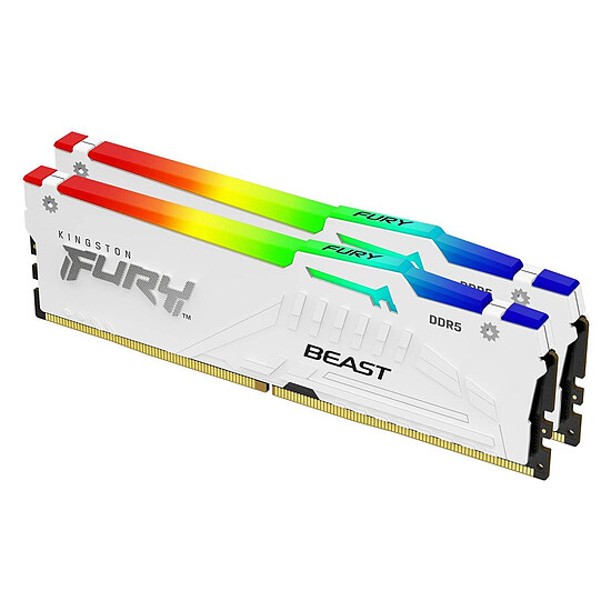 Mémoire RAM Kingston Fury Beast White RGB - 2 x 16 Go (32 Go) - DDR5 5200 MHz - CL40 - Autre vue