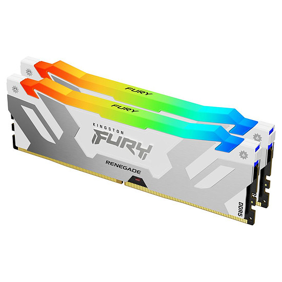 Mémoire Kingston Fury Renegade White RGB - 2 x 16 Go (32 Go) - DDR5 7200 MHz - CL38