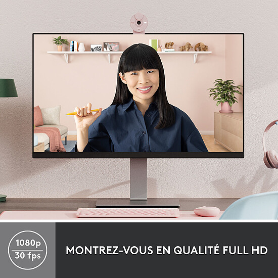 Webcam Logitech Brio 300 - Rose - Autre vue