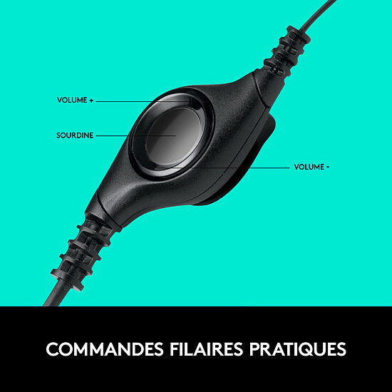 Casque micro Logitech USB Headset H390 - Noir - Autre vue