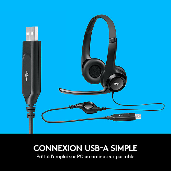 Casque micro Logitech USB Headset H390 - Noir - Autre vue