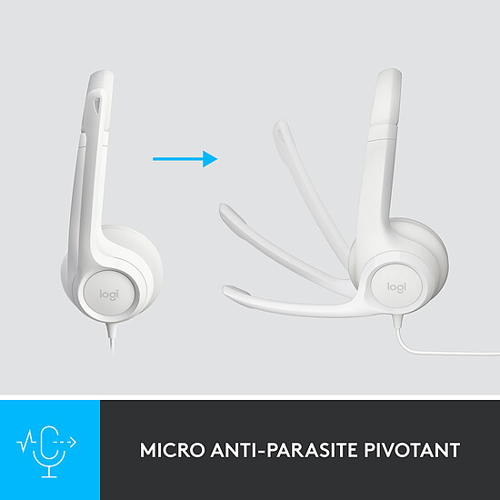 Casque micro Logitech USB Headset H390 - Blanc cassé - Autre vue