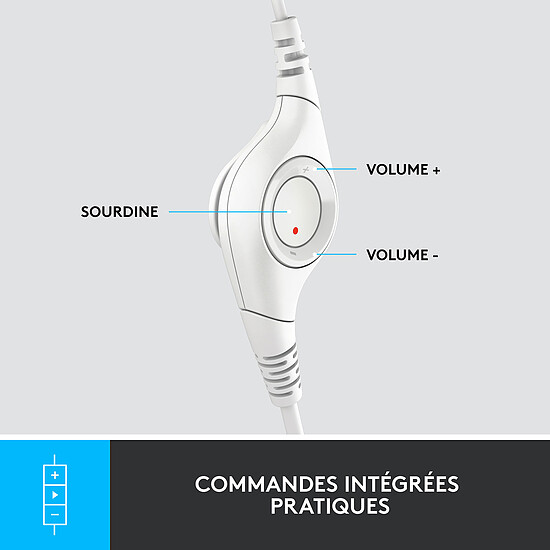 Casque micro Logitech USB Headset H390 - Blanc cassé - Autre vue