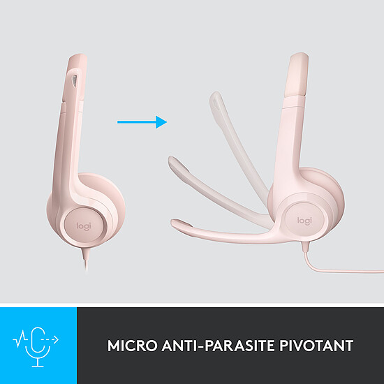 Casque micro Logitech USB Headset H390 - Rose - Autre vue