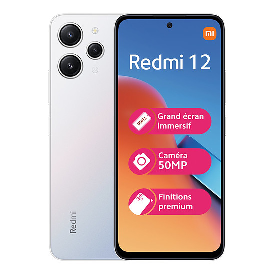 Smartphone Xiaomi Redmi 12 (Argent) - 128 Go