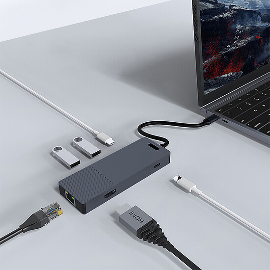 Station d'accueil PC portable INOVU Station d'accueil USB-C 6 en 1 (HDMI/USB/Ethernet/SD) - Autre vue