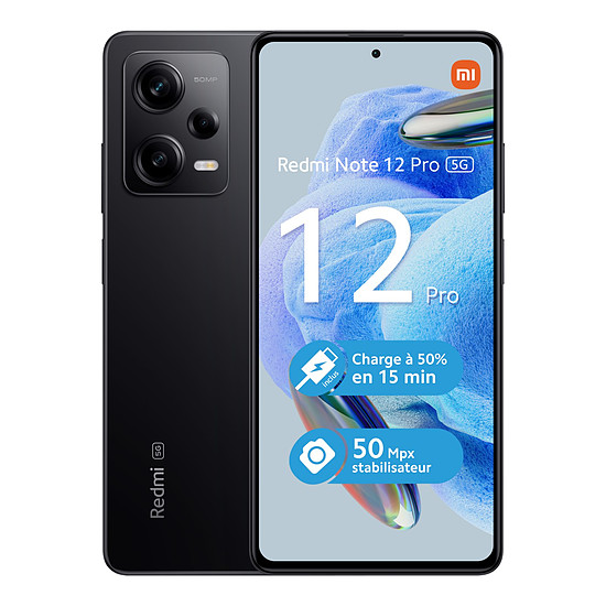 Xiaomi Redmi Note 12 Pro 5G (noir) - 128 Go - Smartphone Xiaomi sur