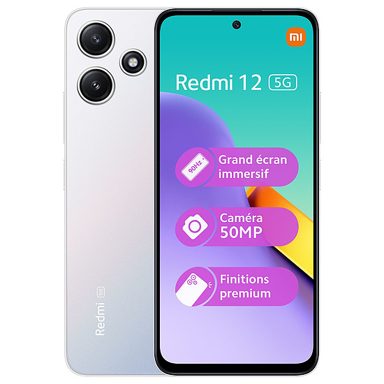 Smartphone Xiaomi Redmi 12 5G (Argent) - 128 Go