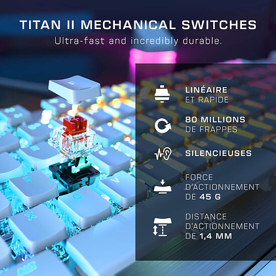 Clavier PC Roccat Vulcan II Linear - Roccat Titan II Red - Blanc - Autre vue