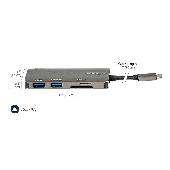 Station d'accueil PC portable StarTech.com Adaptateur multiport USB-C vers HDMI 4K 30 Hz + Power Delivery 100W - Autre vue